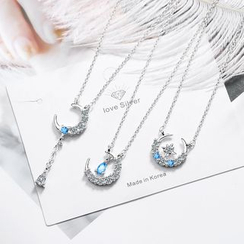 Knick Knack - Rhinestone Moon & Star Pendant Necklace Knick Knack - Rhinestone Moon & Star Pendant Necklace