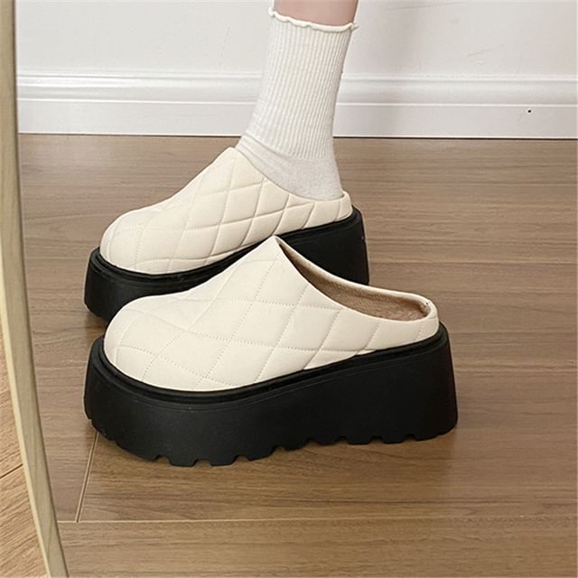 Nikao-Quilted Platform Mules