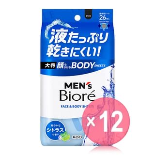 Kao - Men's Biore Face & Body Sheet Citrus (x12) (Bulk Box)