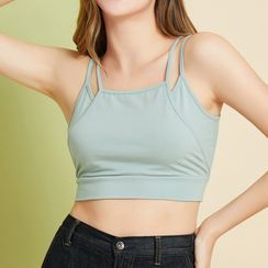 YS by YesStyle - Eco-Friendly Mock Two-Piece Cropped Camisole Top