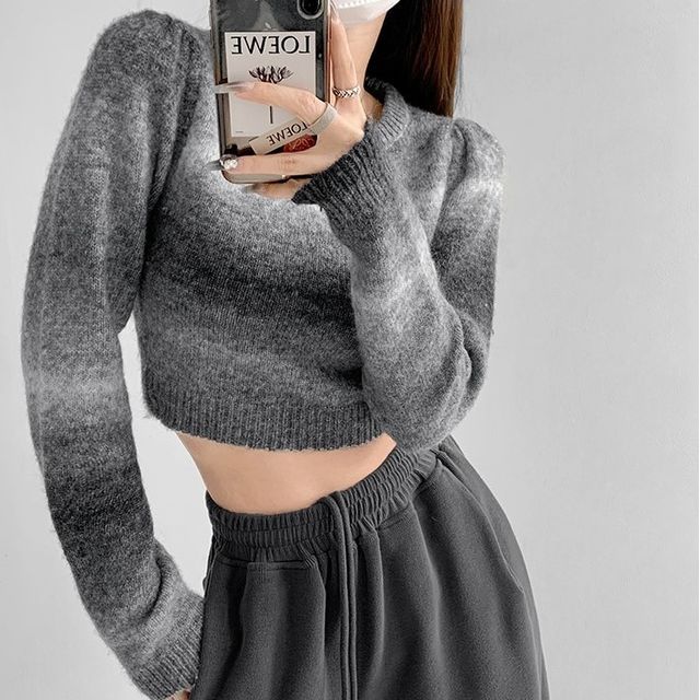 Shira-Soft-Knit Gradient Cropped Sweater