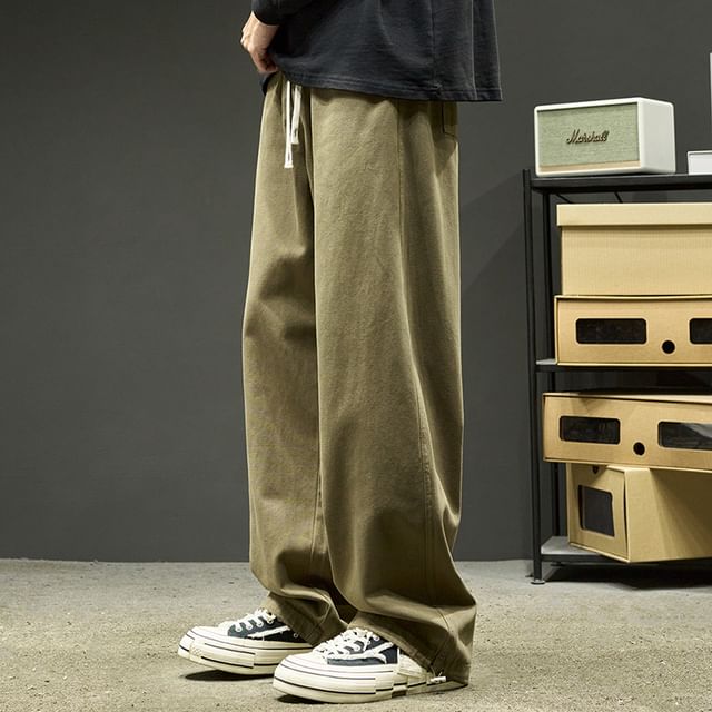 Redsinc-Mid Rise Plain Wide Leg Pants