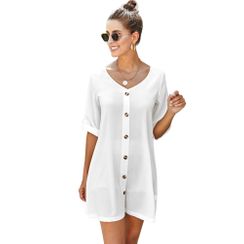 Suarvena - Elbow-Sleeve Mini A-Line Dress Suarvena - Elbow-Sleeve Mini A-Line Dress