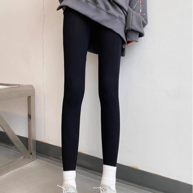 Trendycas-High Waist Plain Leggings