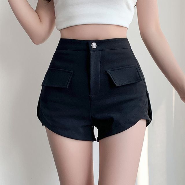 Everose-High Waist Plain Hot Pants