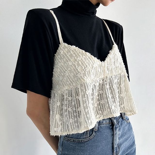 Lewwe-V-Neck Plain Camisole Top