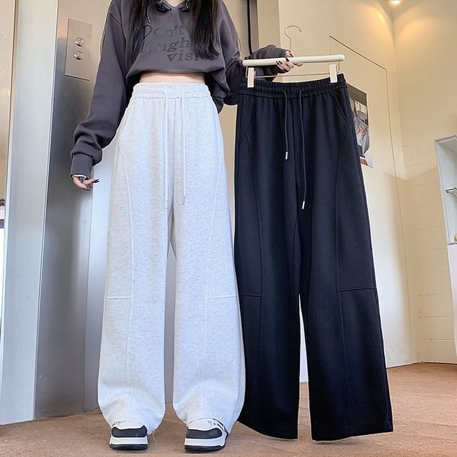 OGAWA-Drawstring Waist Paneled Baggy Sweatpants