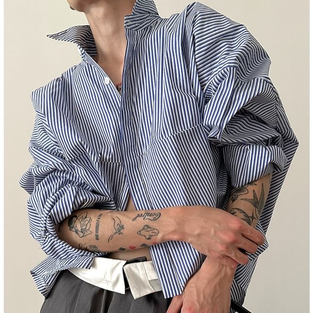 Nahagin-Long-Sleeve Crop Shirt