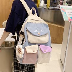 KAMELIS - Color Panel Lettering Nylon Backpack KAMELIS - Color Panel Lettering Nylon Backpack