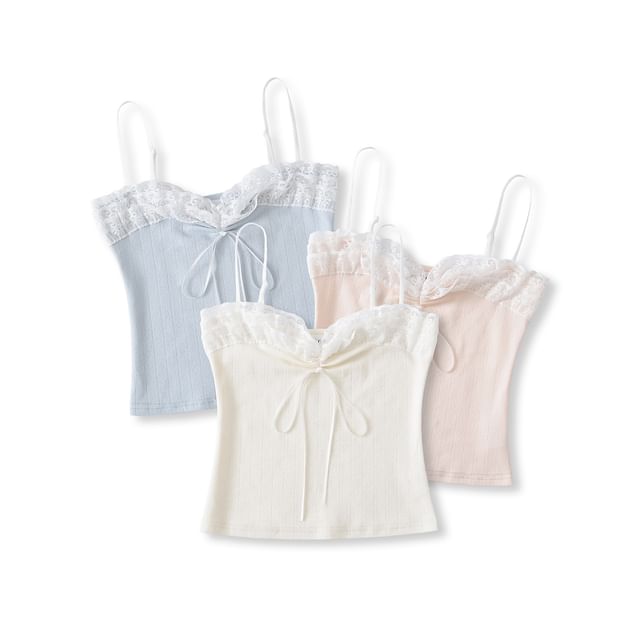 Asiris-Lace Trim Crop Cami Top