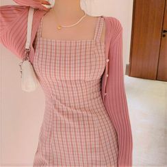 Pobblebonk - Plaid Mini Dress / Cropped Cardigan Pobblebonk - Plaid Mini Dress / Cropped Cardigan