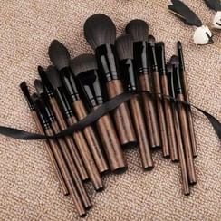 AME - Set of 15: Wooden Handle Makeup Brush
