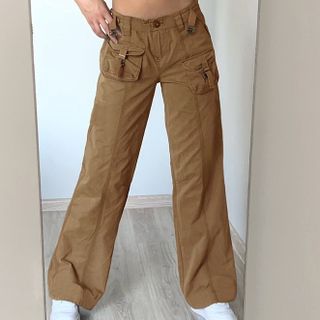 low rise brown cargo pants