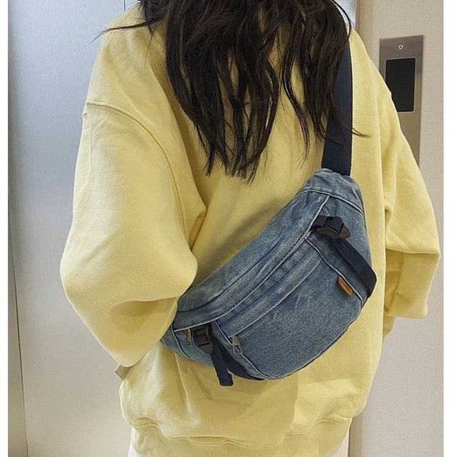 TangTangBags-Washed Denim Sling Bag