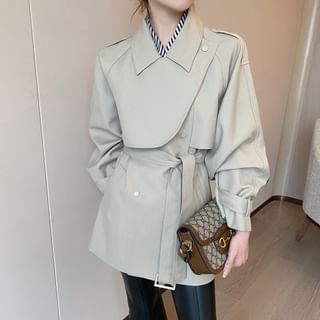 Ango Collared Plain Single Breasted Trench Coat Sale