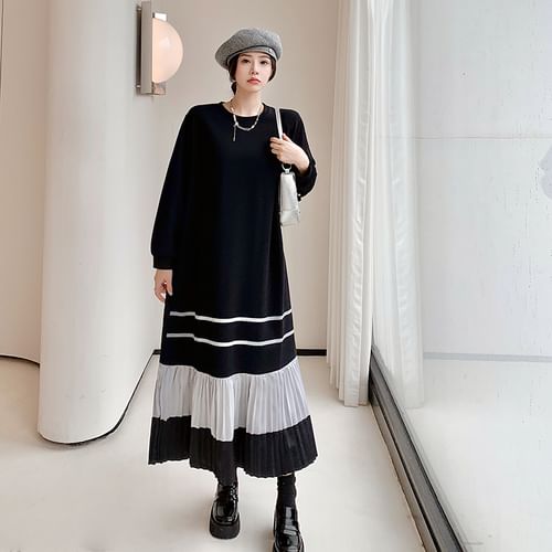 Striped best sale sweatshirt dress