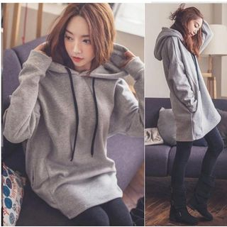 Wildery-Plain Mini Hoodie Dress