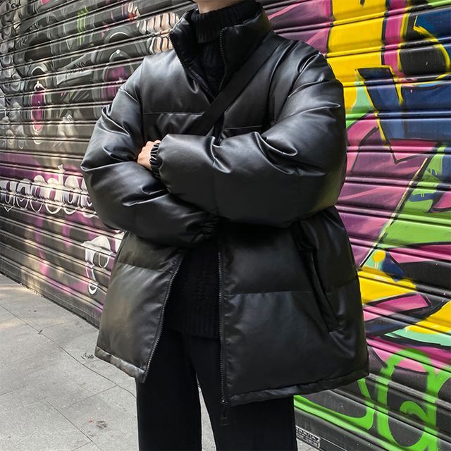 Lorencho-Stand Collar Plain Padded Jacket