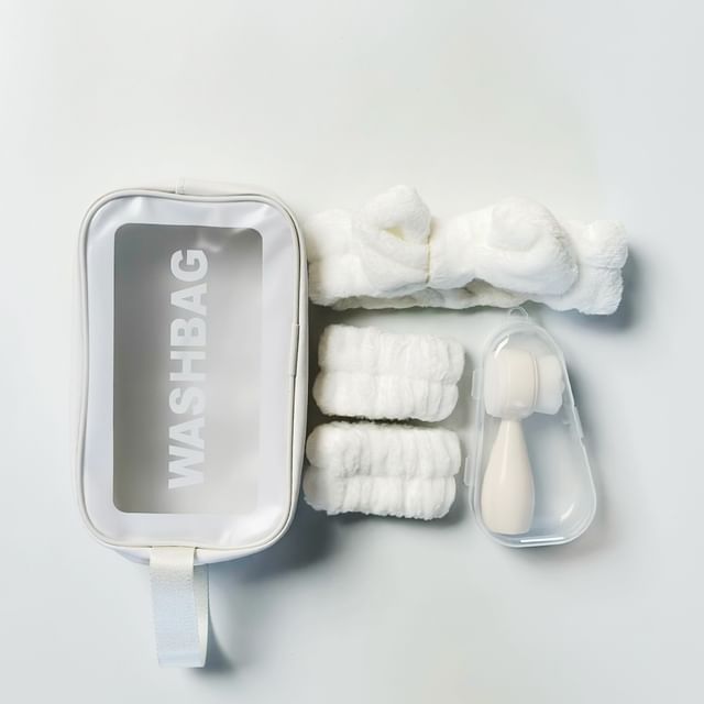 Fondes-Set Reise-Kulturtasche Gesichtsreinigungsbürste Gesichtswasch-Stirnband Armband