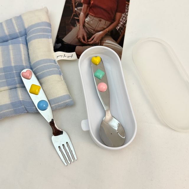 Minbrogy-Bead Stainless Steel Spoon Fork Case Set