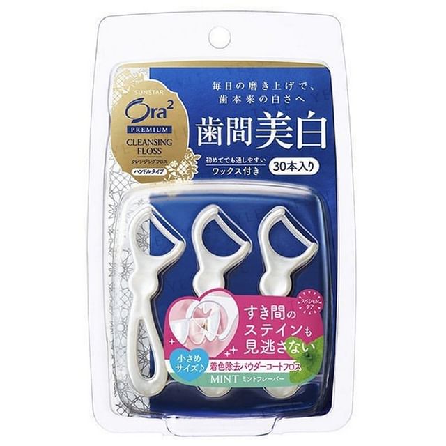 Sunstar-Ora2 Premium Cleansing Disposable Plastic Stemmed Dental Floss 30 pcs