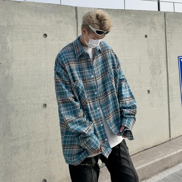 Kimeya-Plaid Button-Up Shirt
