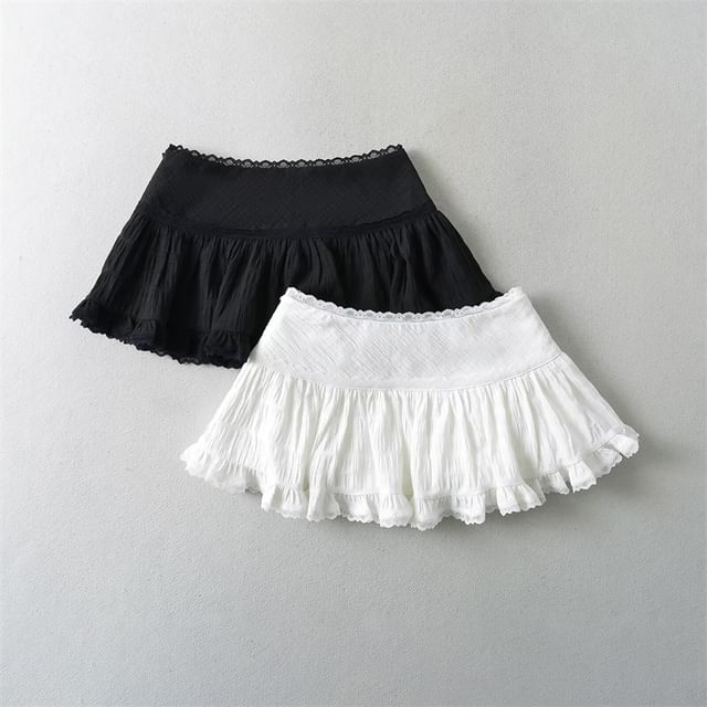 Ulark-Low Waist Plain Mini A-Line Skirt