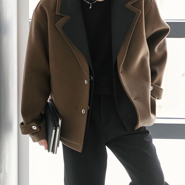 CHIC ERRO-Mock Two-Piece Lapel Collar Two Tone Button Jacket