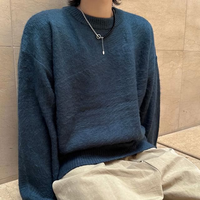 Okwano-Round Neck Plain Sweater