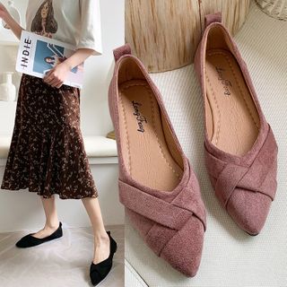 velvet pointed flats