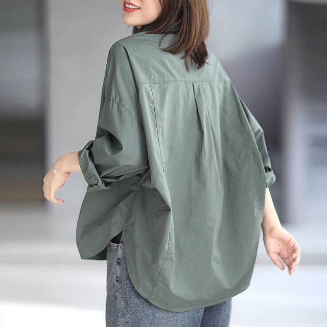 Lewwe-Long Sleeve Plain Blouse