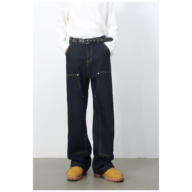 pinkdropper-Mid Rise Straight Leg Jeans