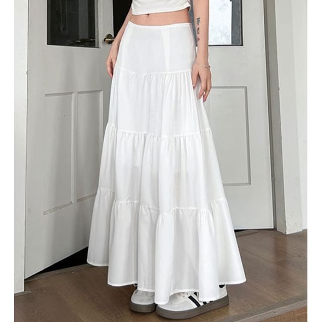 Cloud Nine-Low Rise Plain Maxi A-Line Skirt