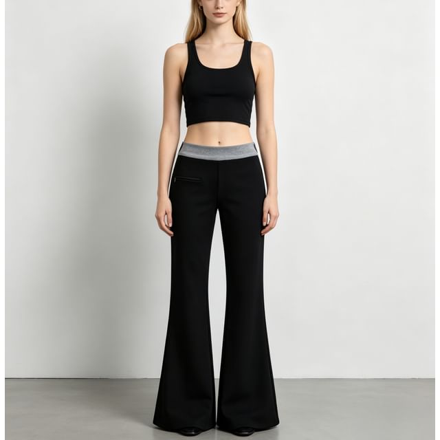 Asiris-M Mid Waist Two Tone Flared Pants