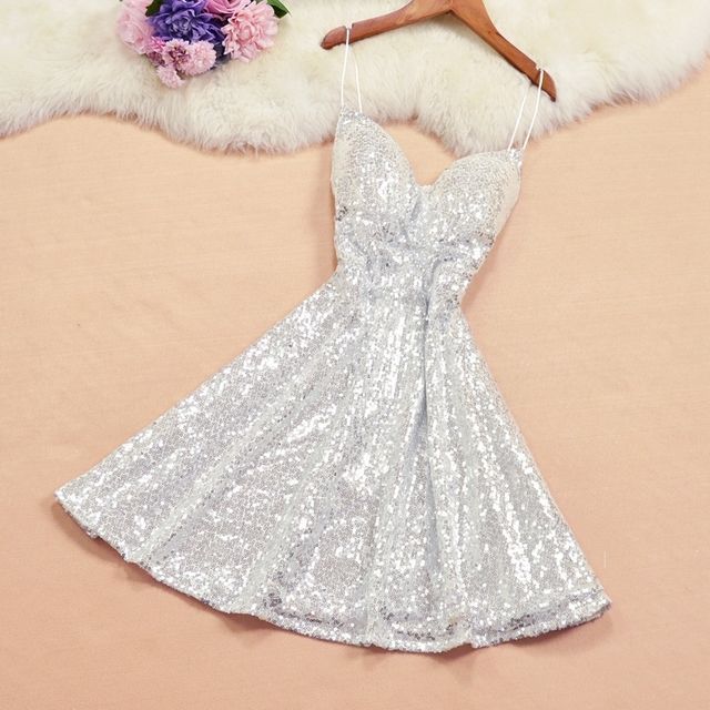 Wave of Dreams - Sequined Spaghetti Strap Mini Dress | YesStyle