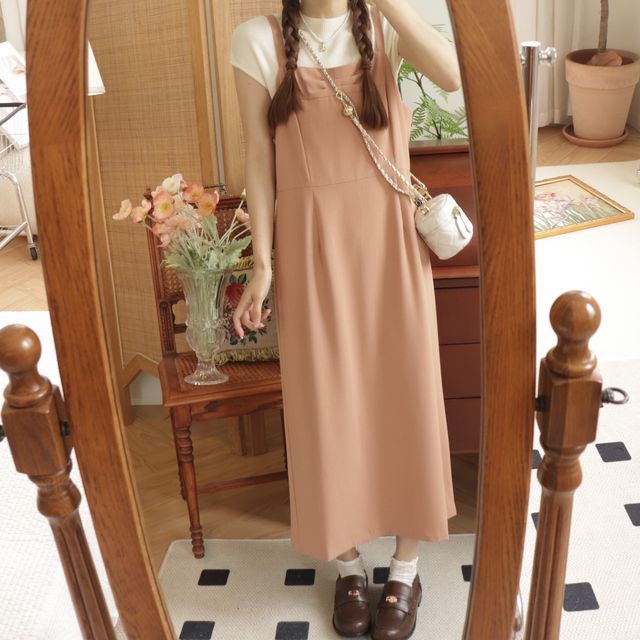 burgundy occasion dress with sleeves Long Dungarees Dress – The Hippy Clothing Co