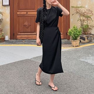 HOTPING Wrap-Front H-Line Long Dress Sale