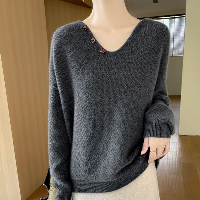 Beaustreet-V-Neck Ribbed Sweater