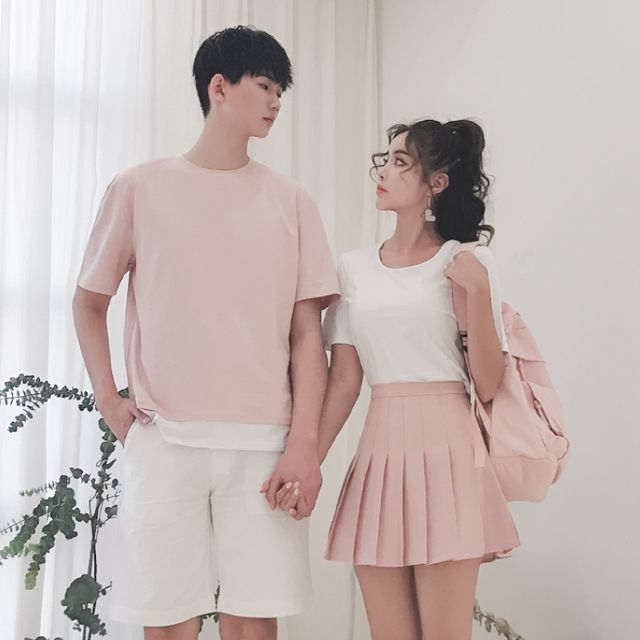 3071#Couples matching outfits couples wear summer new Korean version of  short sleeved waist shrink slim dress you dress me skirt - AliExpress