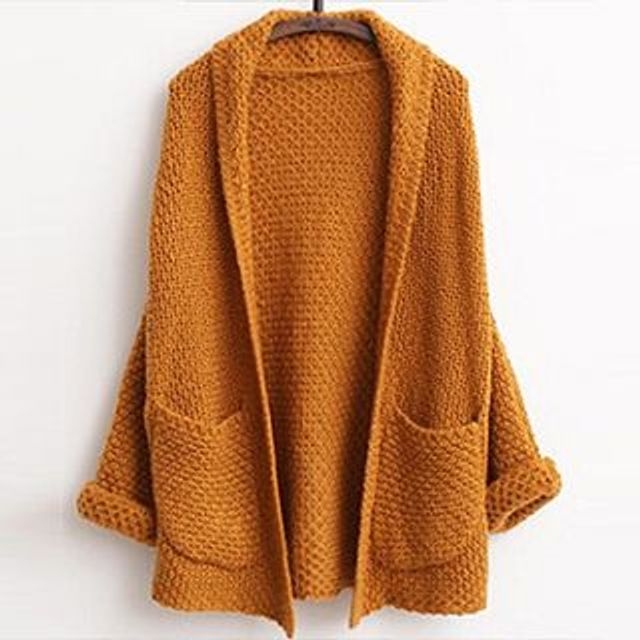 FR-Open-Front Waffle-Knit Cardigan