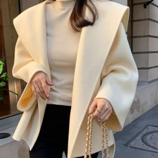 Jesong-Plain Hood Tie Front Coat