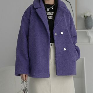 Heynew-Double-Breasted Fleece Jacket
