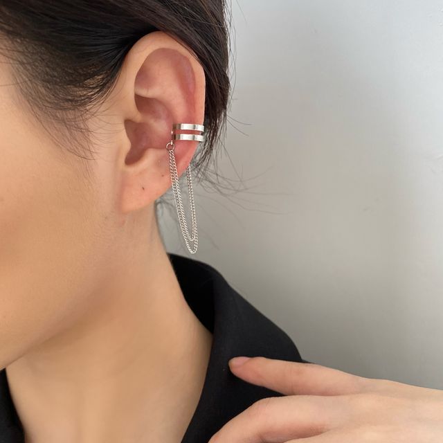 Aoshima-Chained Layered Alloy Cuff Earring