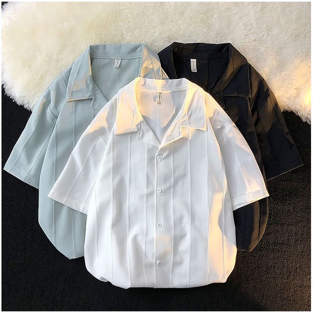 Whyessa-Short Sleeve Plain Shirt