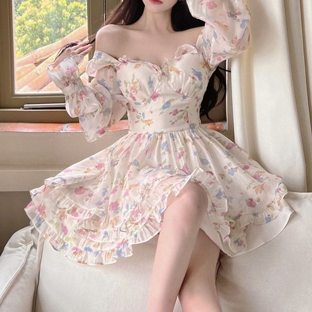 韓国ファッション [YOUHEE] FLOWER POINT OFF SHOULDER DRESS l_p0207121822.jpg