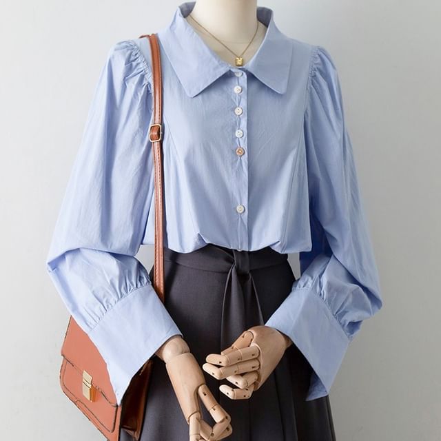 Cossita-Long-Sleeve Plain Shirt