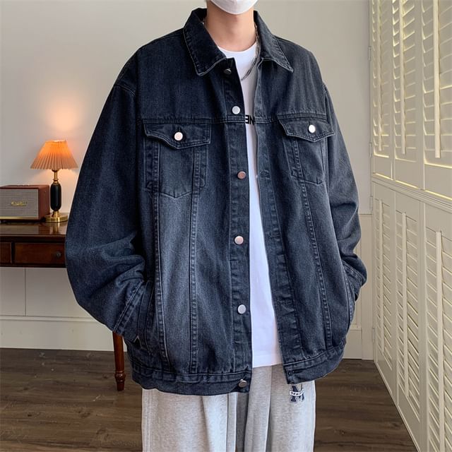 FOEV-Pocket Detail Denim Single-Breasted Jacket