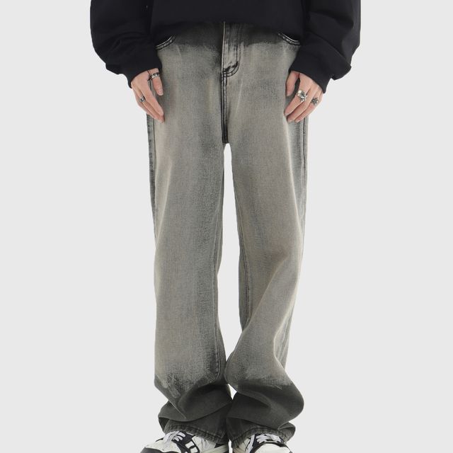 INStudio-Mid Rise Gradient Washed Loose Fit Jeans