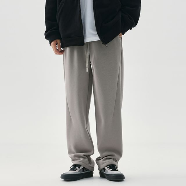 Nataro-Mid Rise Plain Straight Leg Sweatpants