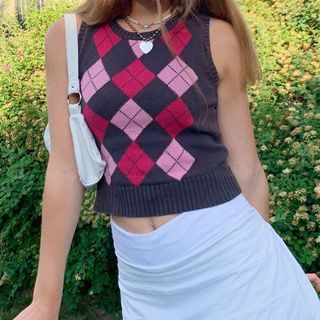 argyle cropped sweater